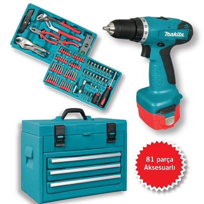 MAKITA 6271DWPET3 81 PARÇA SETLİ AKÜLÜ MATKAP-VİDALAMA resmi